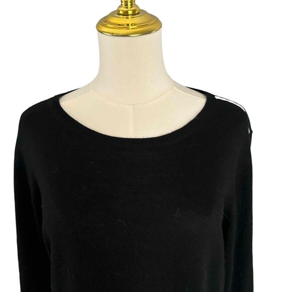 Fate Black Womens Sweater Long Sleeve Color Blocked Cuffs Boat Neck Medium - Picture 12 of 15